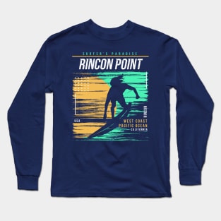 Retro Surfing Rincon Point, Half Moon Bay, California // Vintage Surfer Beach // Surfer's Paradise Long Sleeve T-Shirt